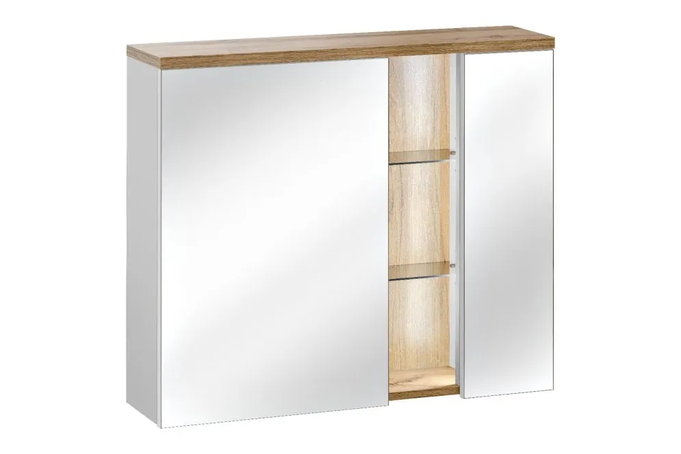 Szafka łazienkowa BAHAMA 80 cm biała z lustrem wisząca | MIRAT. w stylu kolekcja BAHAMA