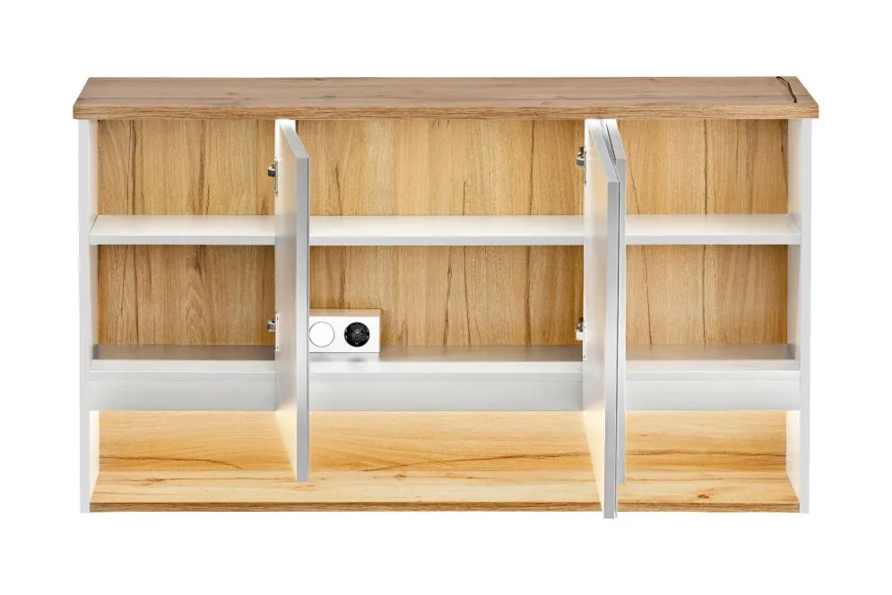 Szafka łazienkowa BAHAMA 120 cm biała połysk z lustrem wisząca szeroka | MIRAT. w stylu  kolekcja BAHAMA