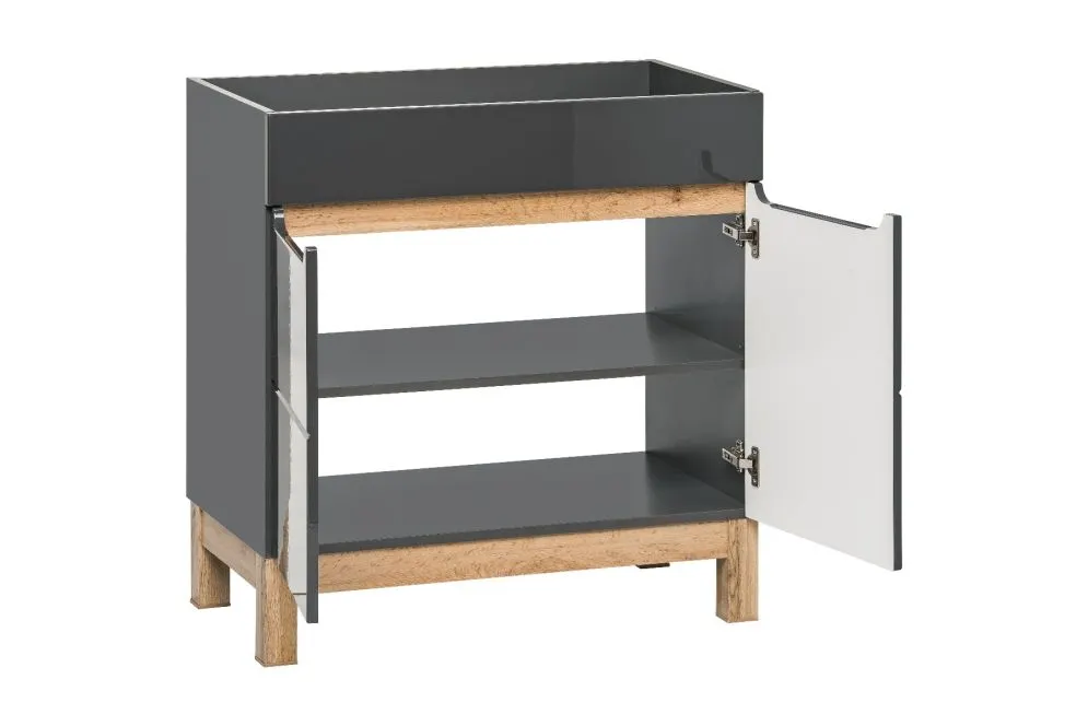 Szafka pod umywalkę BALI 80 cm grafit połysk stojąca | MIRAT. w stylu  kolekcja BALI