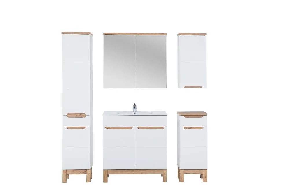 Szafka pod umywalkę BALI 80 cm biały połysk stojąca | MIRAT. w stylu kolekcja BALI