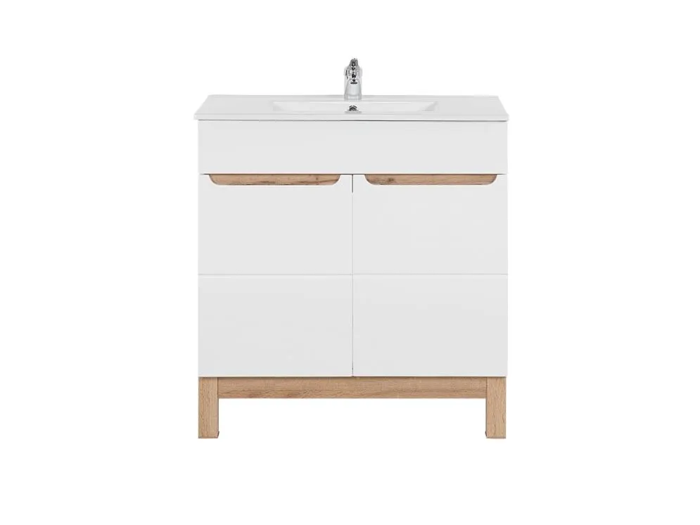 Szafka pod umywalkę BALI 80 cm biały połysk stojąca | MIRAT. w stylu kolekcja BALI