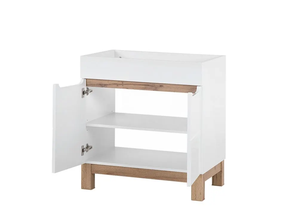 Szafka pod umywalkę BALI 80 cm biały połysk stojąca | MIRAT. w stylu kolekcja BALI