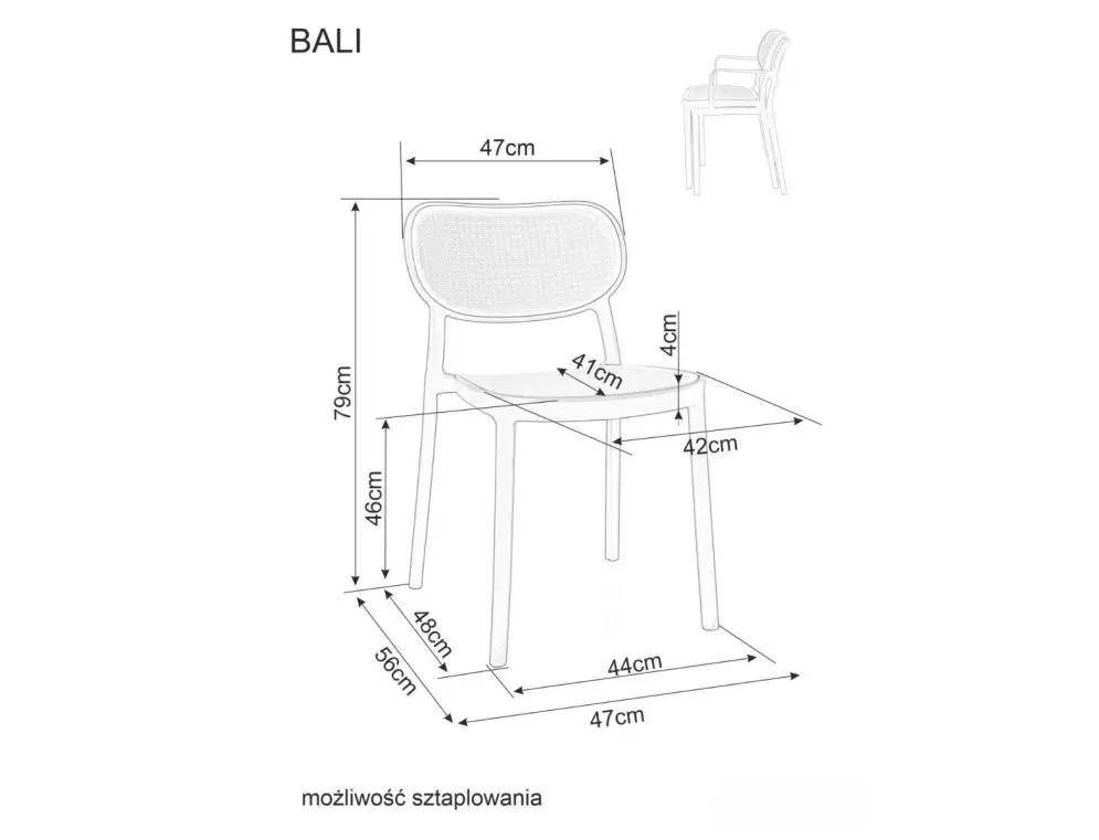 Krzesło z tworzywa BALI czarne/beżowe z efektem rattanu I sklep meblowy MIRAT.