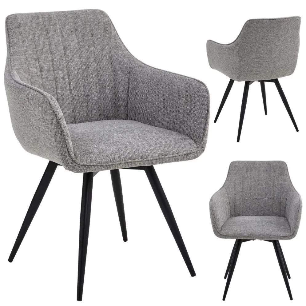 Szare krzesło jadalniane BALLO Brego obrotowe z podłokietnikami | MIRAT styl LOFT