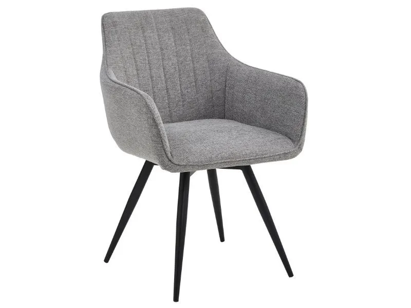 Szare krzesło jadalniane BALLO Brego obrotowe z podłokietnikami | MIRAT styl LOFT