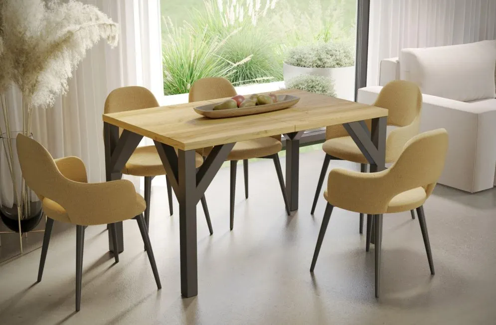 Stół rozkładany BALTIKA 130(185)x90 dąb natura na metalowych nogach I sklep meblowy MIRAT. styl LOFT