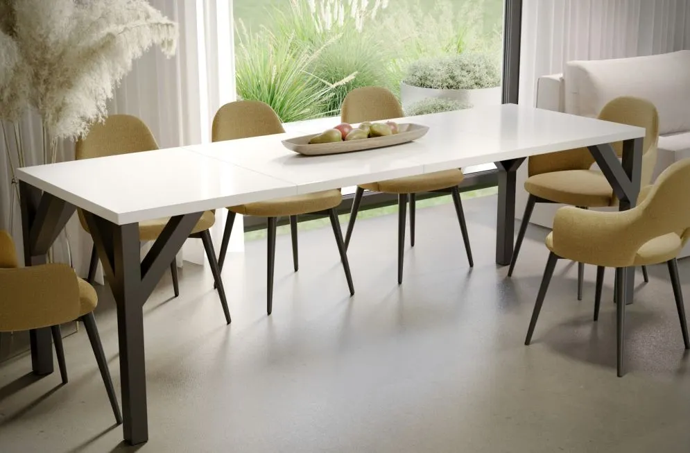 Stół rozkładany BALTIKA 130(185)x90 biały połysk polskiej produkcji I sklep meblowy MIRAT. styl LOFT