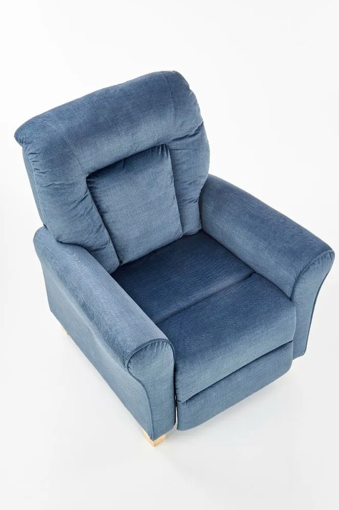 Fotel BARD niebieski rozkładany z podnóżkiem | MIRAT.
