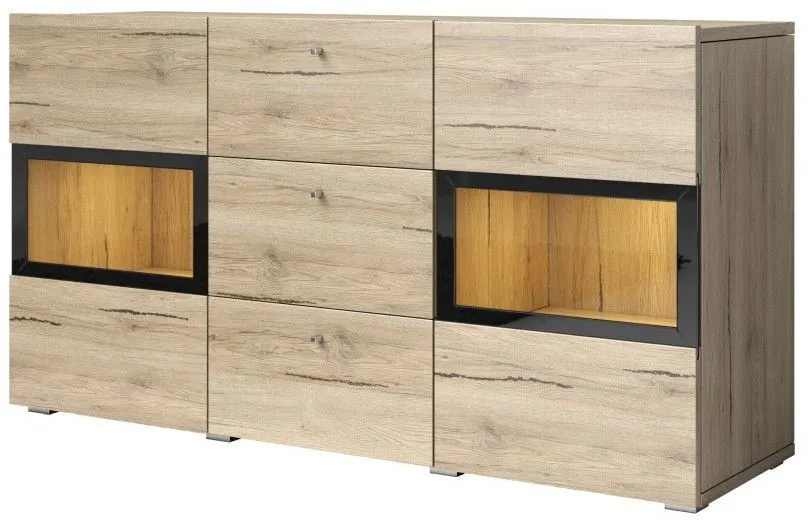 Komoda BAROS 2D3S 132 dąb san reno jasny HELVETIA | MIRAT. styl SKANDYNAWSKI kolekcja BAROS