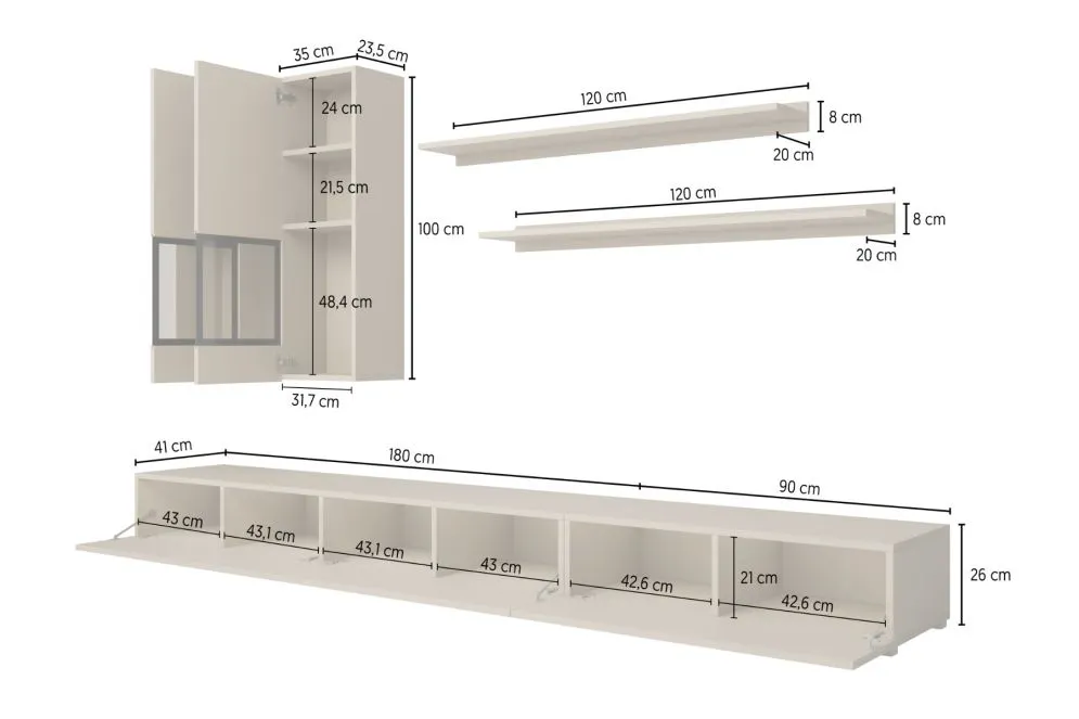 Loftowa meblościanka BAROS 270cm orzech/czarna I sklep meblowy MIRAT. styl LOFT kolekcja BAROS