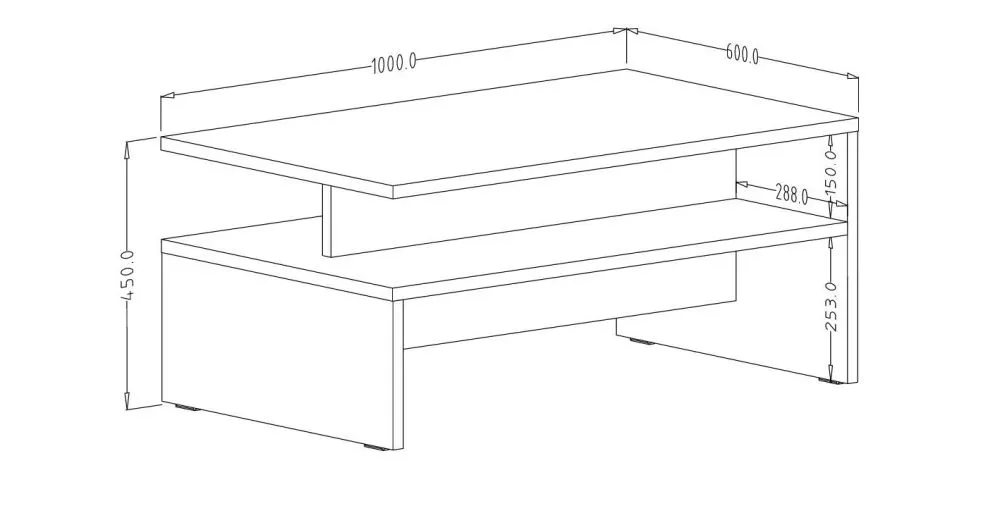 Stolik kawowy BAROS 100x60 jasny beton/czarny HELVETIA | MIRAT. styl LOFT kolekcja BAROS