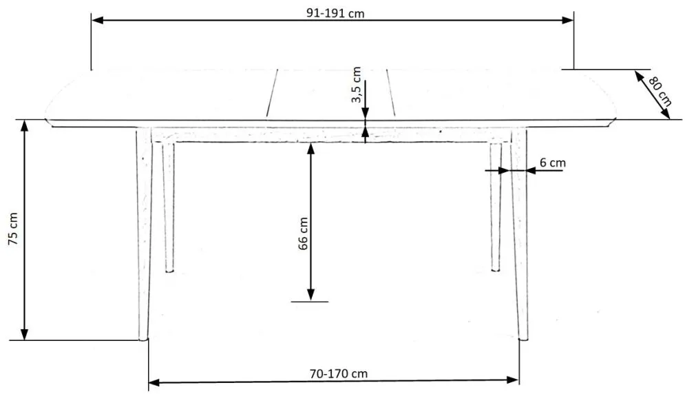 Stół BARRET 90(190)x80 biały rozkładany w stylu skandynawskim | MIRAT. w stylu SKANDYNAWSKI kolekcja