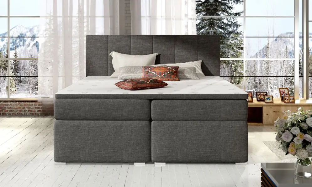 Łóżko kontynentalne BOLERO 180x200 grafitowe z pojemnikiem polskiej produkcji | MIRAT. w stylu  kolekcja
