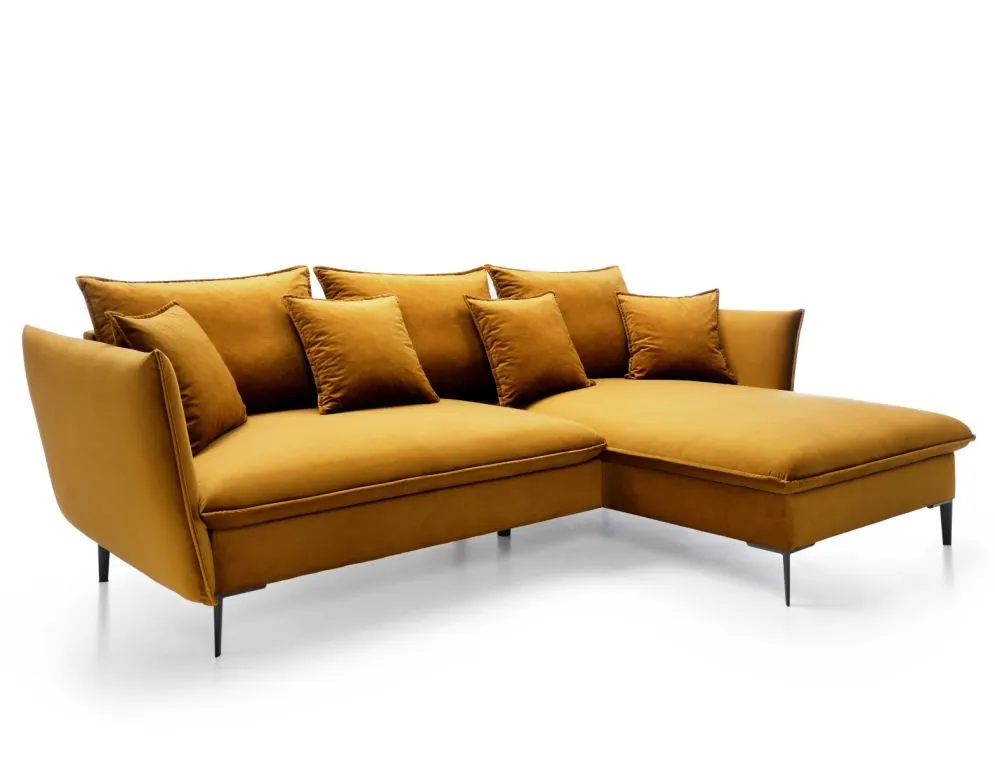 Narożnik z funkcją spania BOSS musztardowy komfortowy I sklep meblowy MIRAT.