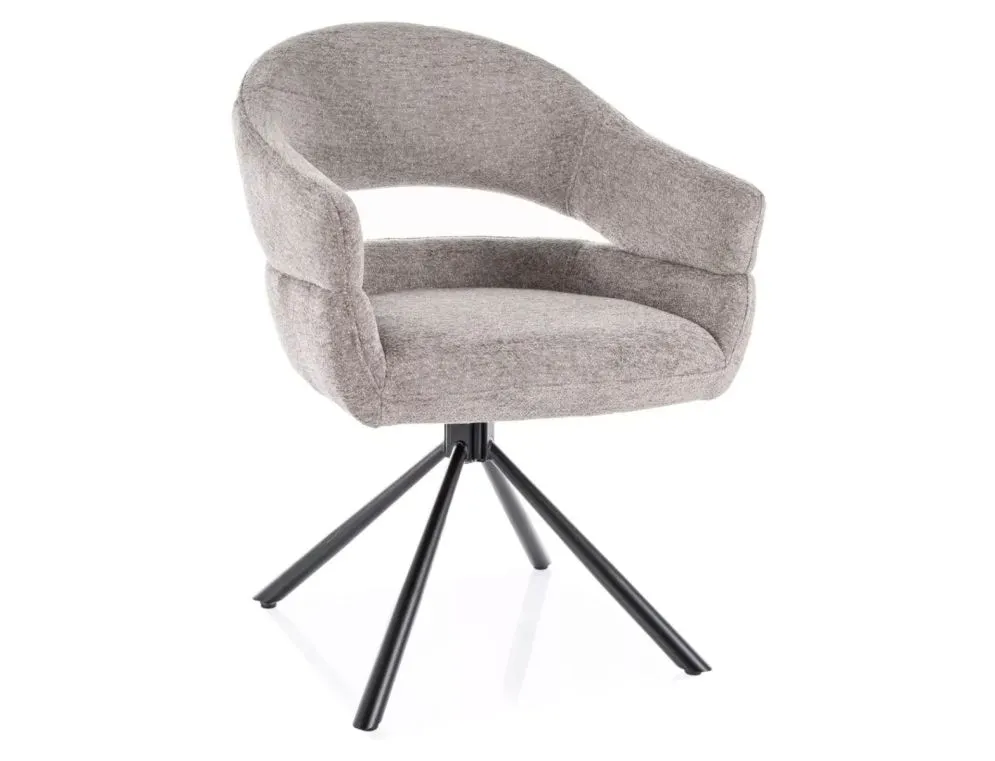 Ciemnobeżowe krzesło do salonu BORGO Raven z funkcją obrotu | MIRAT styl LOFT