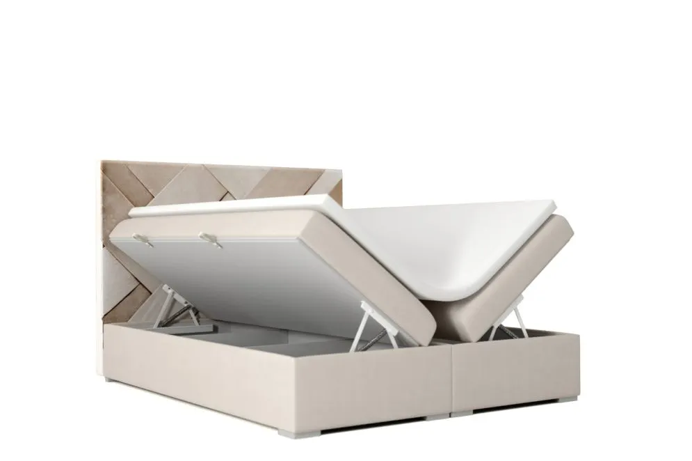 Łóżko kontynentalne FEZ 140 różowe velvet z pojemnikiem do sypialni | MIRAT. w stylu GLAMOUR kolekcja