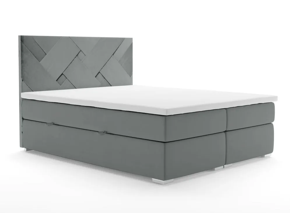 Łóżko kontynentalne FEZ 180 szare velvet z pojemnikiem | MIRAT. w stylu GLAMOUR kolekcja