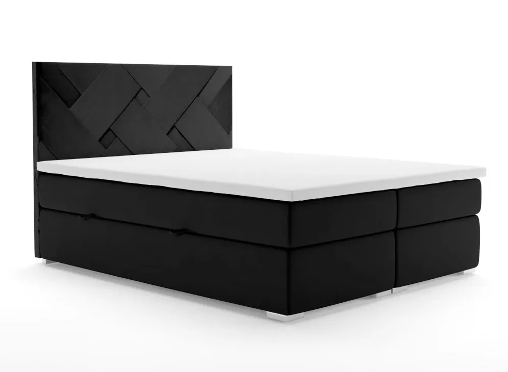 Łóżko kontynentalne FEZ 180 czarne velvet z pojemnikiem do sypialni | MIRAT. w stylu GLAMOUR kolekcja