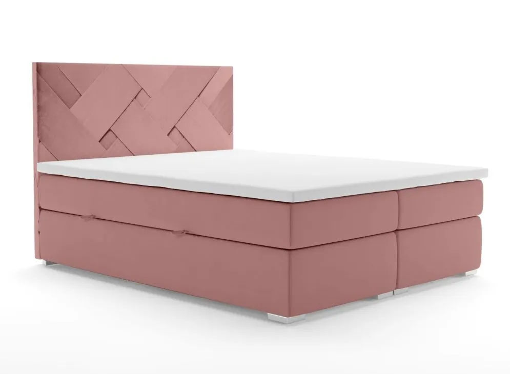 Łóżko kontynentalne FEZ 140 różowe velvet z pojemnikiem do sypialni | MIRAT. w stylu GLAMOUR kolekcja