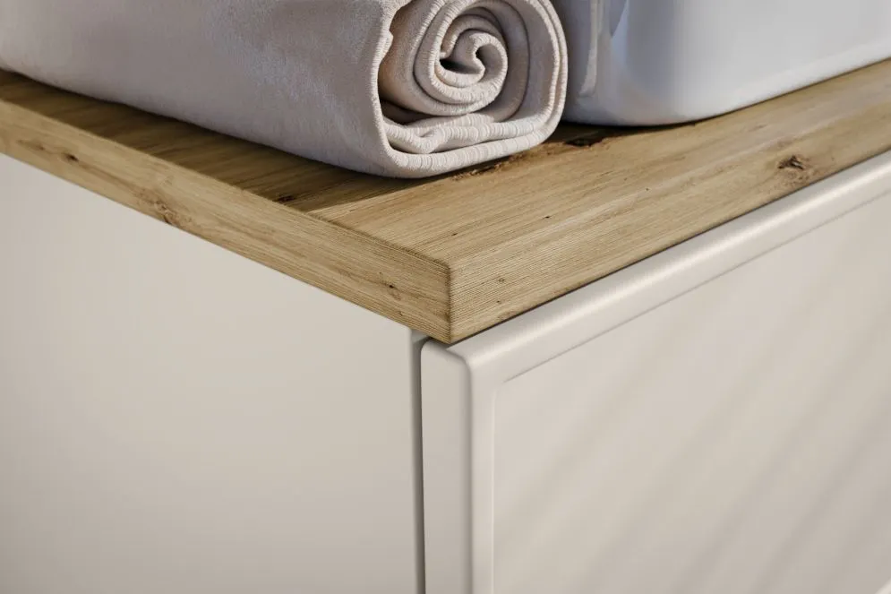 Szafka pod umywalkę nablatową BELLA CASHMERE 80cm kaszmir - zestaw z blatem 140cm I sklep meblowy MIRAT.  kolekcja BELLA CASHMERE