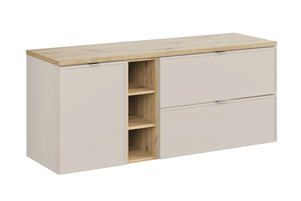 Szafka pod umywalkę nablatową BELLA CASHMERE 80cm kaszmir/dąb artisan - zestaw z blatem 140cm I sklep meblowy MIRAT.  kolekcja BELLA CASHMERE