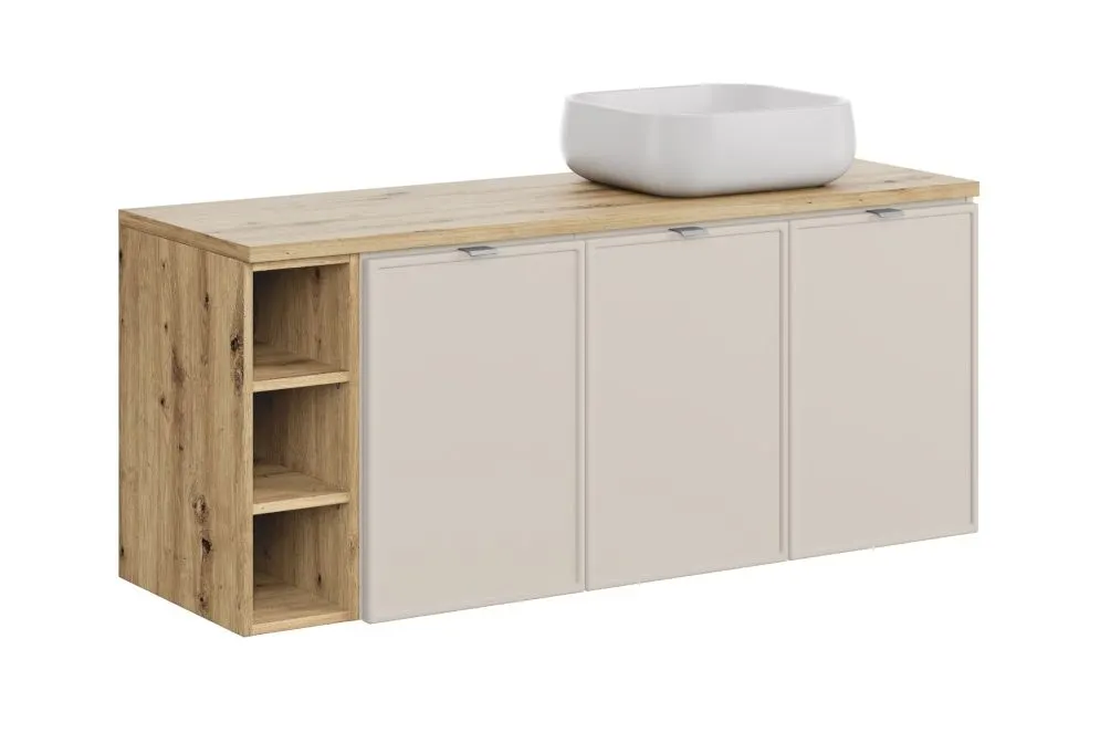 Szafka pod umywalkę BELLA CASHMERE 82-120-3D z blatem 120cm kaszmir/dąb artisan I sklep meblowy MIRAT.