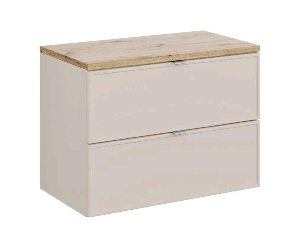 Szafka pod umywalkę BELLA CASHMERE 82-80-2S z blatem 80 cm kaszmir/dąb artisan I sklep meblowy MIRAT.