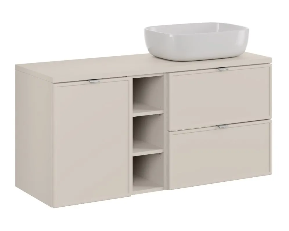 Szafka pod umywalkę nablatową BELLA CASHMERE 60cm kaszmir - zestaw z blatem 120cm I sklep meblowy MIRAT.  kolekcja BELLA CASHMERE