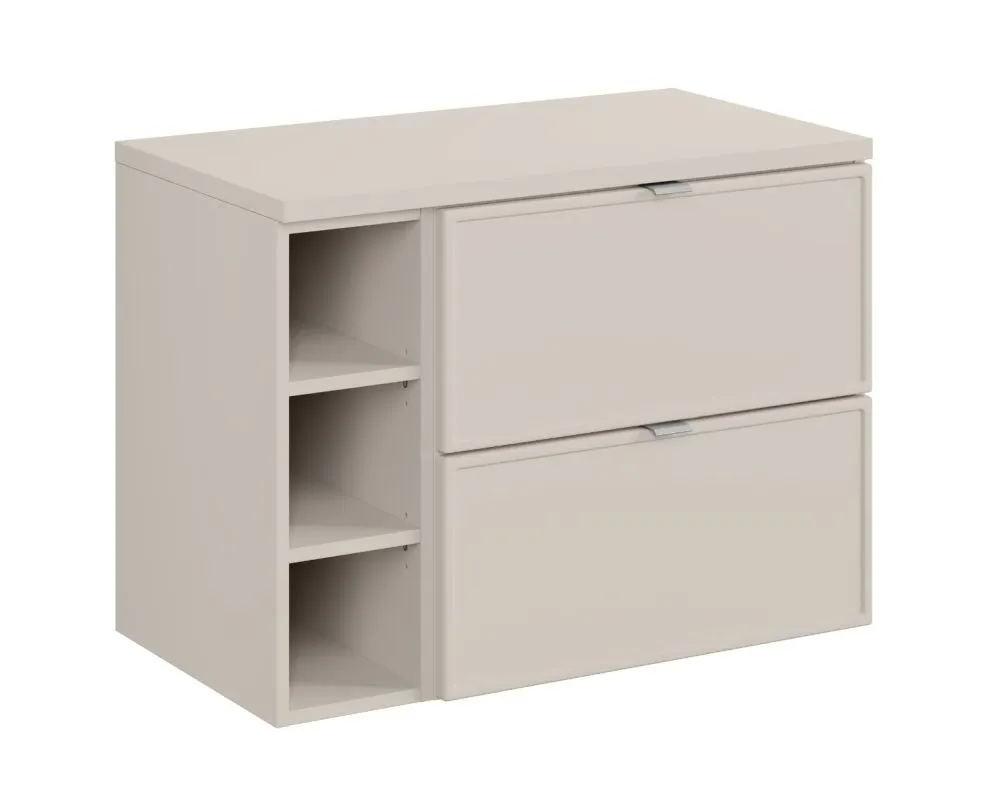 Szafka pod umywalkę nablatową BELLA CASHMERE 60cm kaszmirowa - zestaw 80 cm z regałem i blatem I sklep meblowy MIRAT.