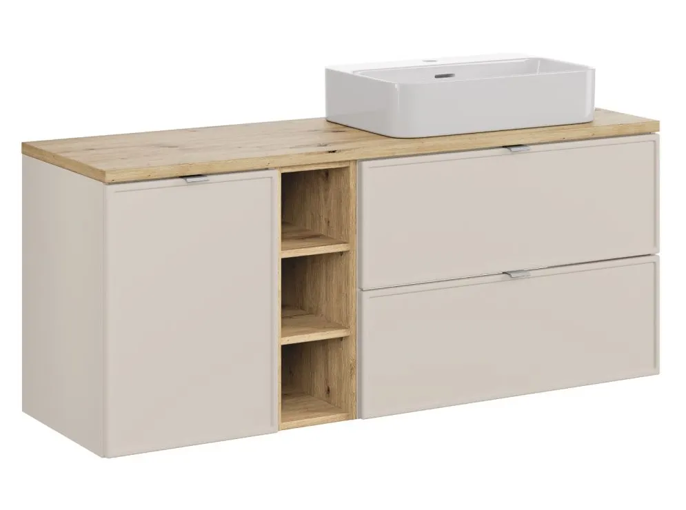 Szafka pod umywalkę nablatową BELLA CASHMERE 80cm kaszmir/dąb artisan - zestaw z blatem 140cm I sklep meblowy MIRAT.  kolekcja BELLA CASHMERE