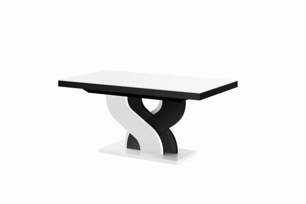 Stół BELLA biały połysk/czarny połysk rozkładany do salonu | MIRAT. w stylu kolekcja
