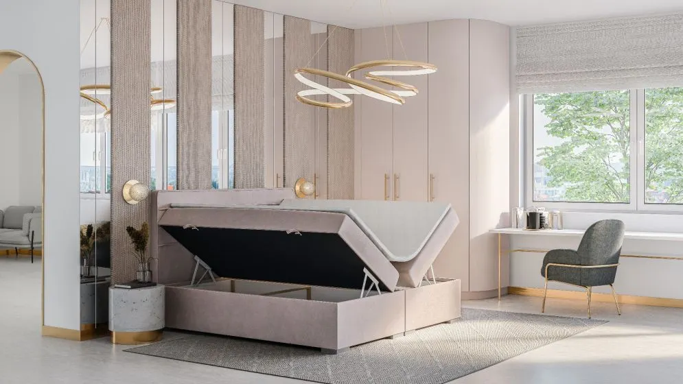 Łóżko kontynentalne DANETTI 160 granatowe velvet do sypialni | MIRAT. w stylu GLAMOUR kolekcja