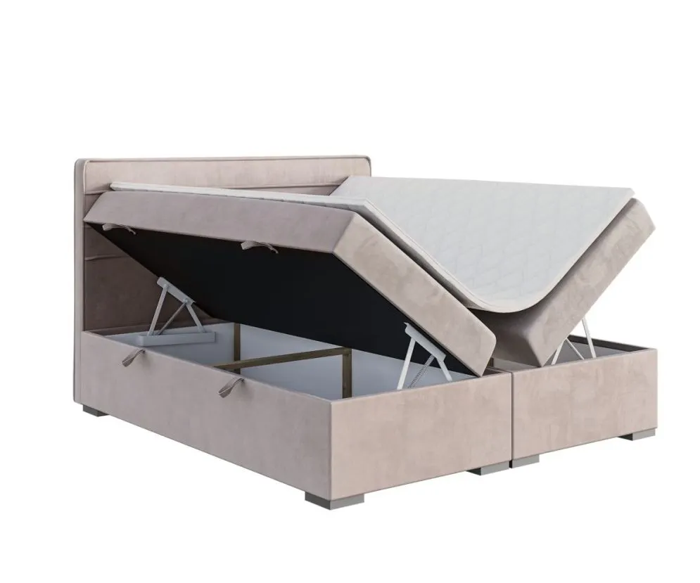 Łóżko kontynentalne DANETTI 140 zielone velvet z pojemnikiem do sypialni | MIRAT. w stylu GLAMOUR kolekcja