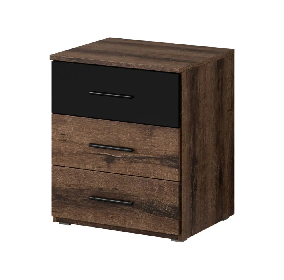 Szafka nocna BETA 3S dąb monastery/czarna w stylu loftowym I sklep meblowy MIRAT. styl LOFT