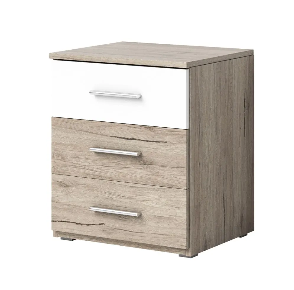 Szafka nocna BETA 3S san remo/biała do sypialni I sklep meblowy MIRAT. styl SKANDYNAWSKI