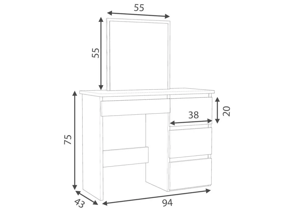 Toaletka ALEKSANDRA 1 biały mat z lustrem | MIRAT. w stylu SKANDYNAWSKI kolekcja