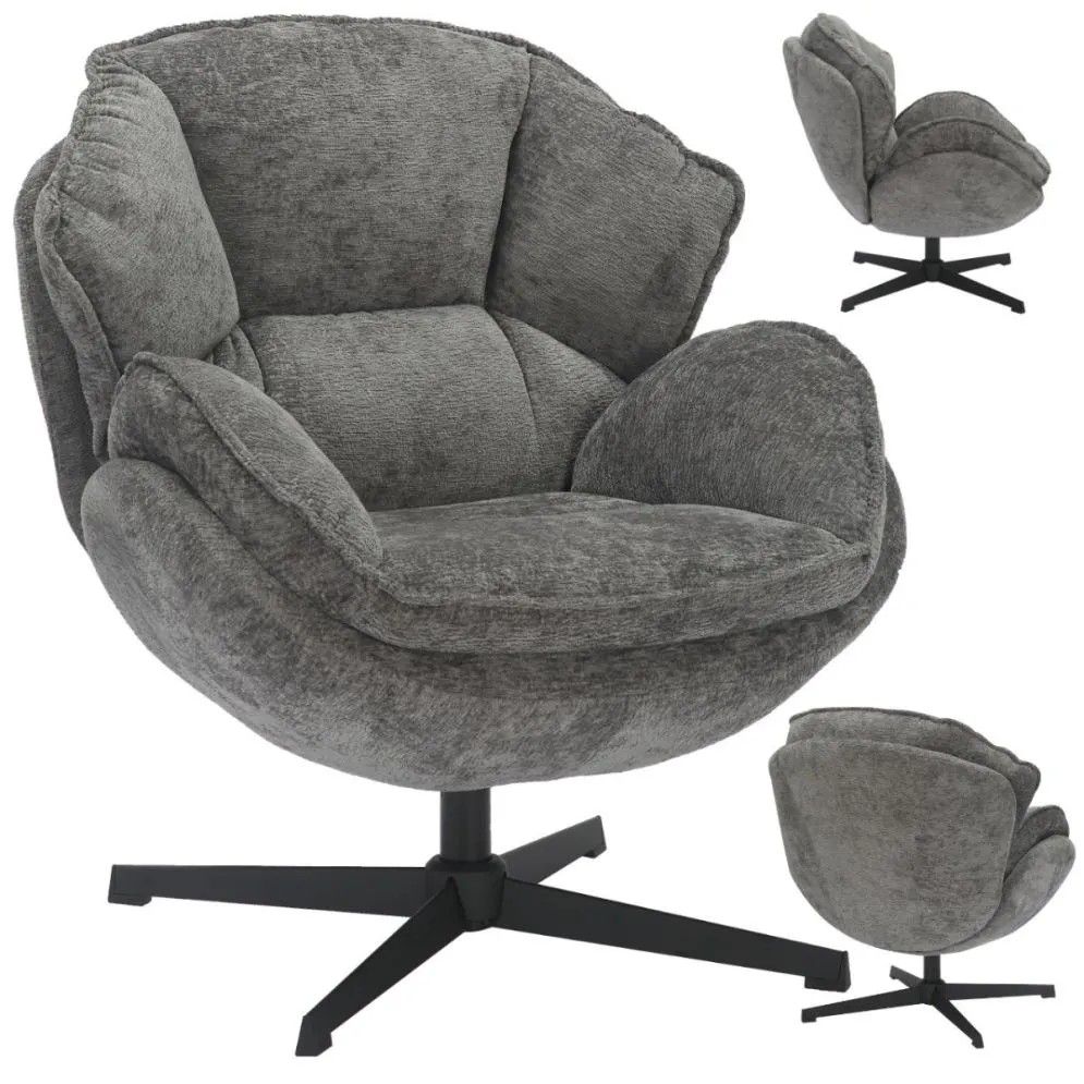 Fotel do salonu BETTY szary obracany 360 stopni | MIRAT