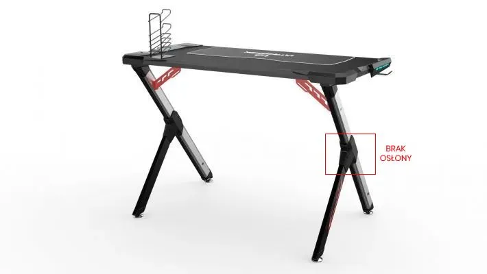 Biurko STAR czarne gamingowe z oświetleniem LED RGB | MIRAT.