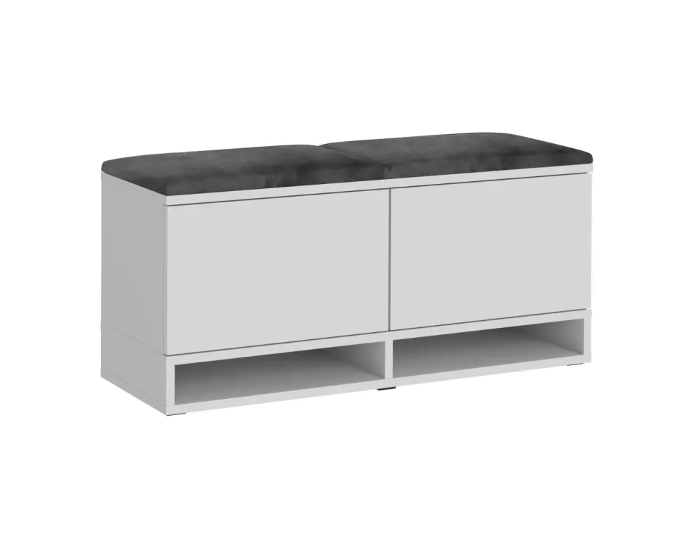 Szafka na buty z siedziskiem DUBAI biała do przedpokoju I sklep meblowy MIRAT. styl LOFT, SKANDYNAWSKI