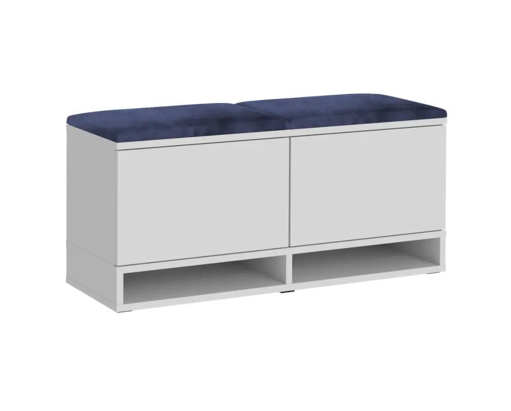 Pojemna szafka na buty z siedziskiem DUBAI biała/granatowa I sklep meblowy MIRAT. styl LOFT, SKANDYNAWSKI