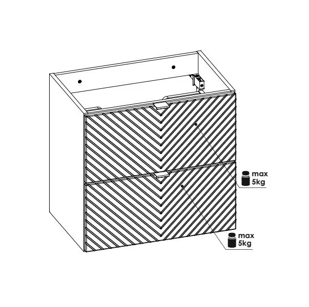 Szafka pod umywalkę nablatową VIVA CASHMERE 2S 60cmx2 kaszmirowy mat - zestaw 160cm z koszem na pranie I sklep meblowy MIRAT. styl GLAMOUR, RYFLOWANY