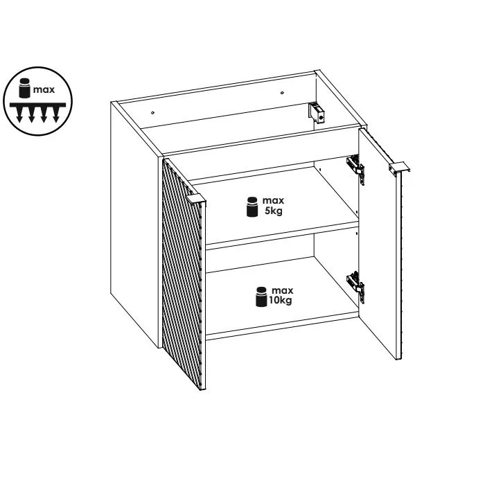 Szafka pod umywalkę nablatową VIVA CASHMERE 2D 60cmx2 kaszmirowy mat - zestaw 140cm z regałem I sklep meblowy MIRAT. styl GLAMOUR, RYFLOWANY kolekcja VIVA