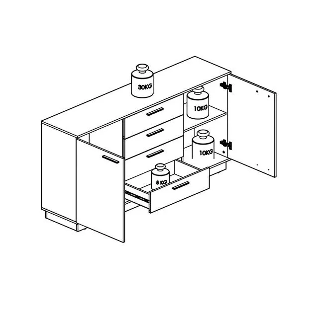Komoda BRONX 2D4S 170cm dąb/czarna z szufladami I sklep meblowy MIRAT. styl SKANDYNAWSKI