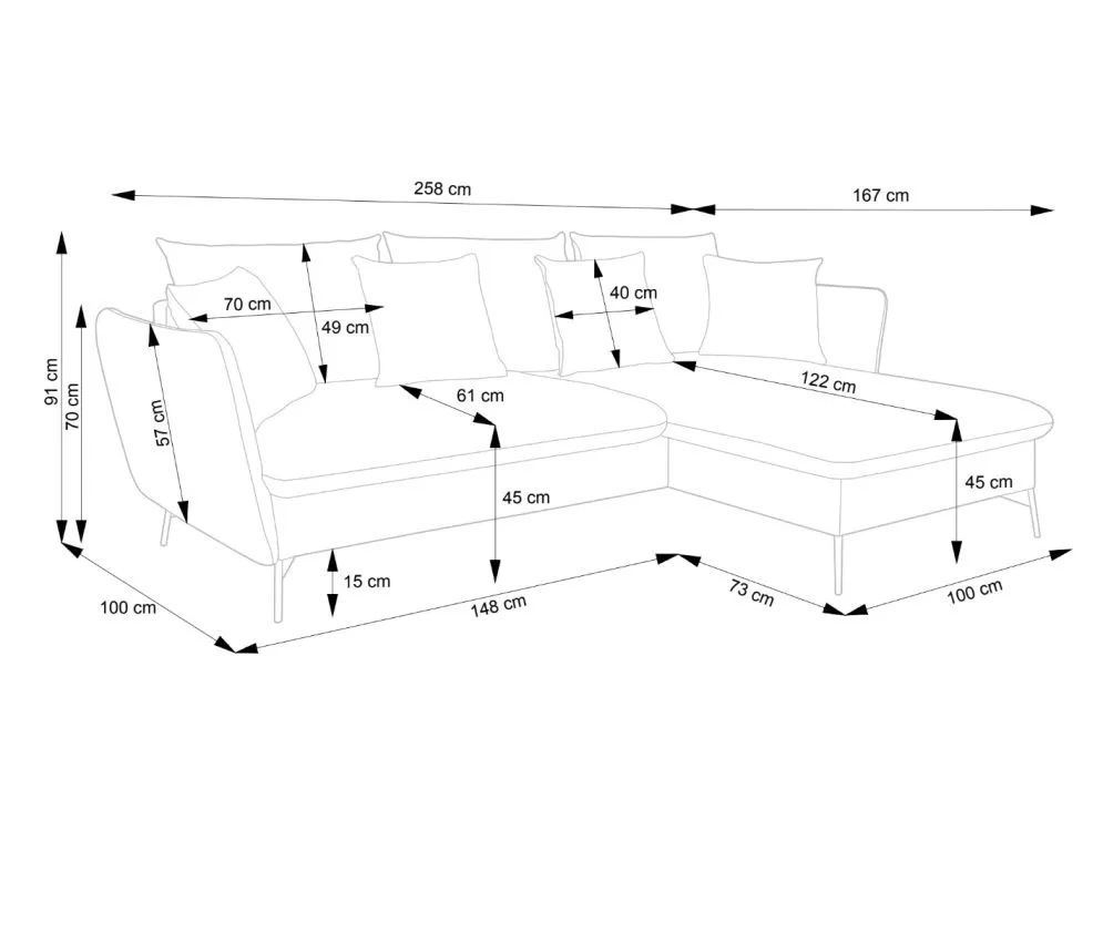 Narożnik z funkcją spania LINDA VELVET niebieski prawy mały I sklep meblowy MIRAT.