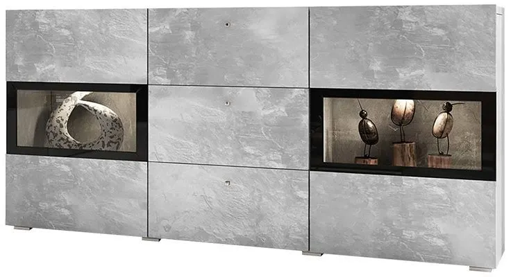 Komoda BAROS 2D3S 132 jasny beton HELVETIA | MIRAT. styl GLAMOUR kolekcja BAROS