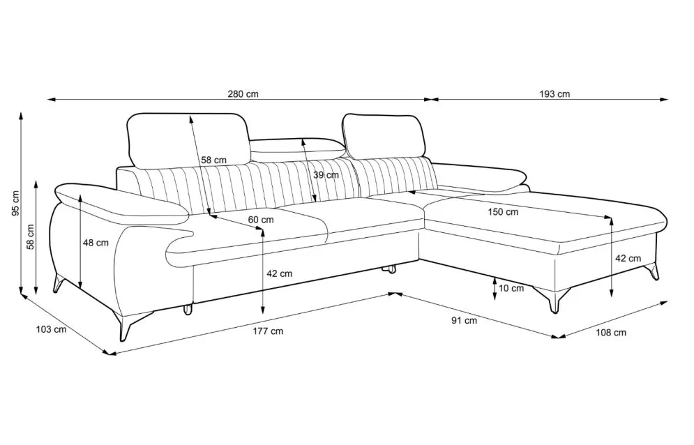 Narożnik z funkcją spania LORD cappuccino z zagłówkami I sklep meblowy MIRAT.