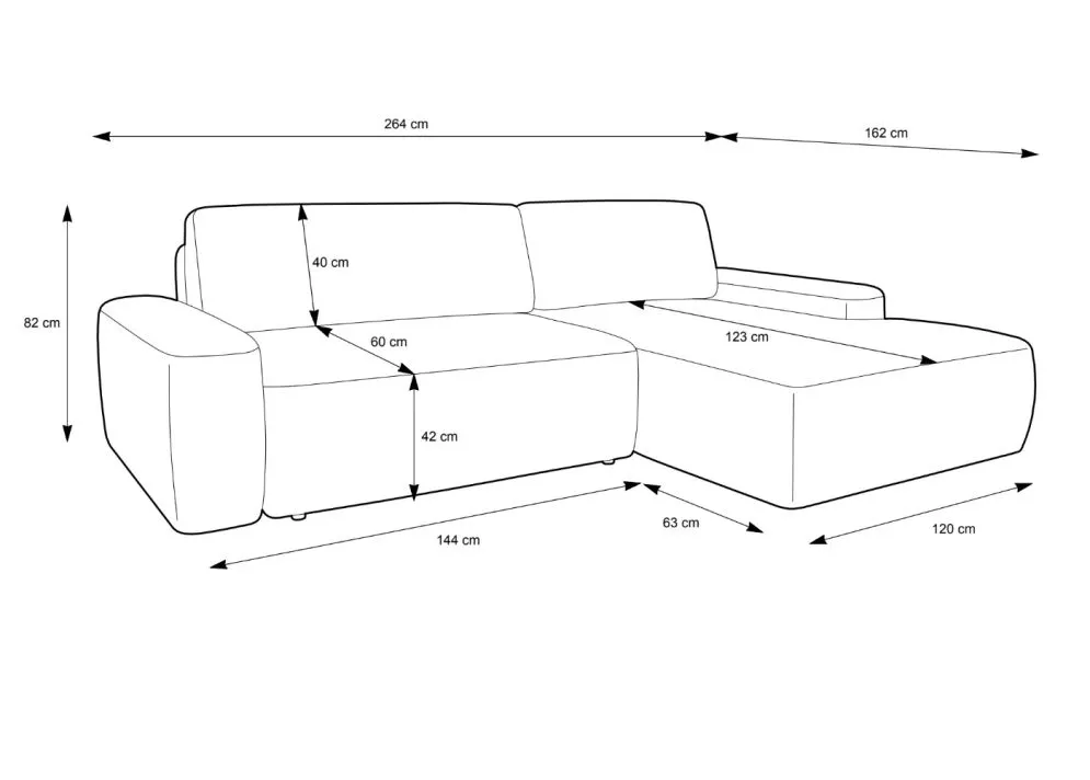 Narożnik z funkcją spania BELLA śmietankowy prawy/lewy I sklep meblowy MIRAT. styl SKANDYNAWSKI