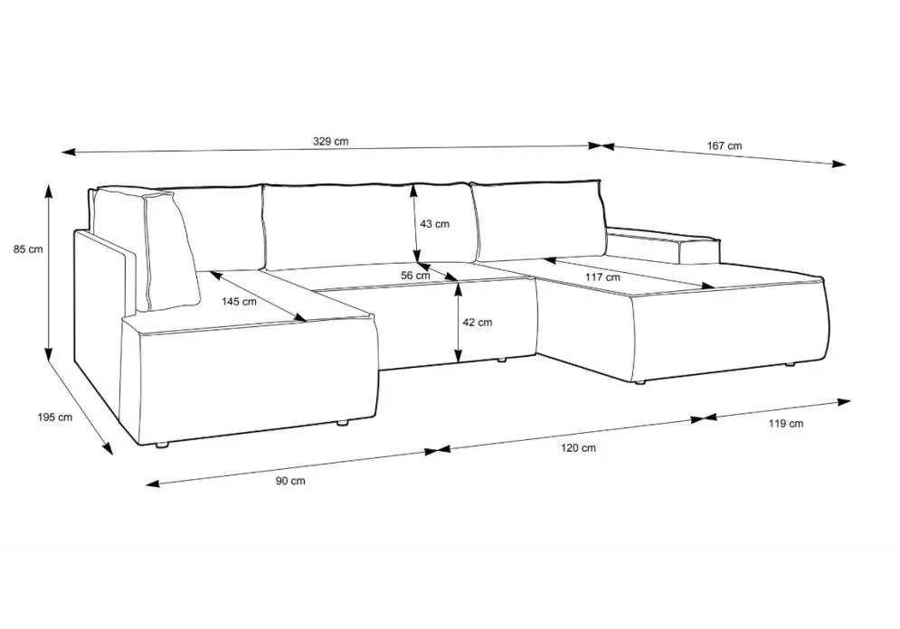 Narożnik z funkcją spania FELICIA U2-120 kremowy prawy/lewy I sklep meblowy MIRAT. kolekcja FELICIA