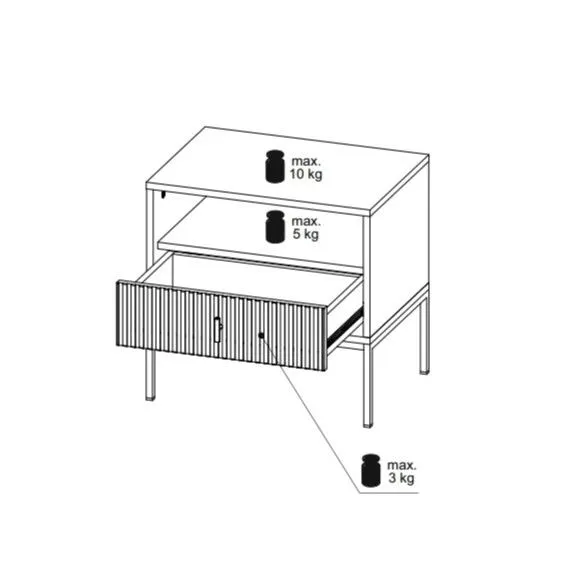 Szafka nocna MAGGIORE 54x39 kaszmir mat/czarna w stylu glamour I sklep meblowy MIRAT. styl GLAMOUR, RYFLOWANY