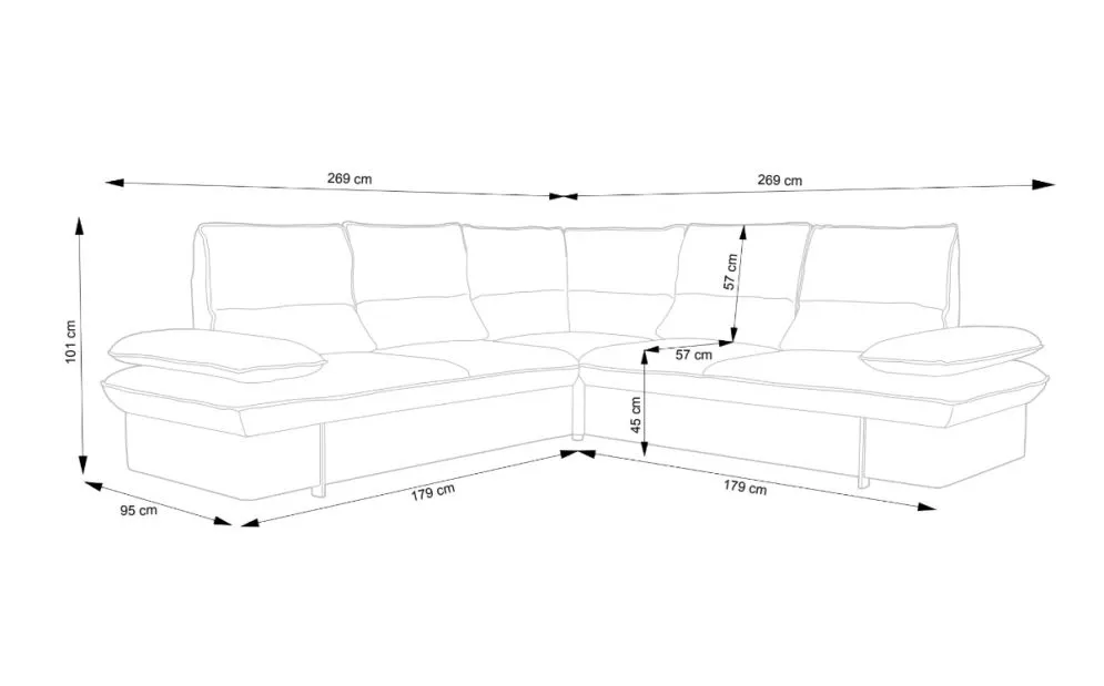 Narożnik z funkcją spania GLORIA kremowy prawy/lewy I sklep meblowy MIRAT.